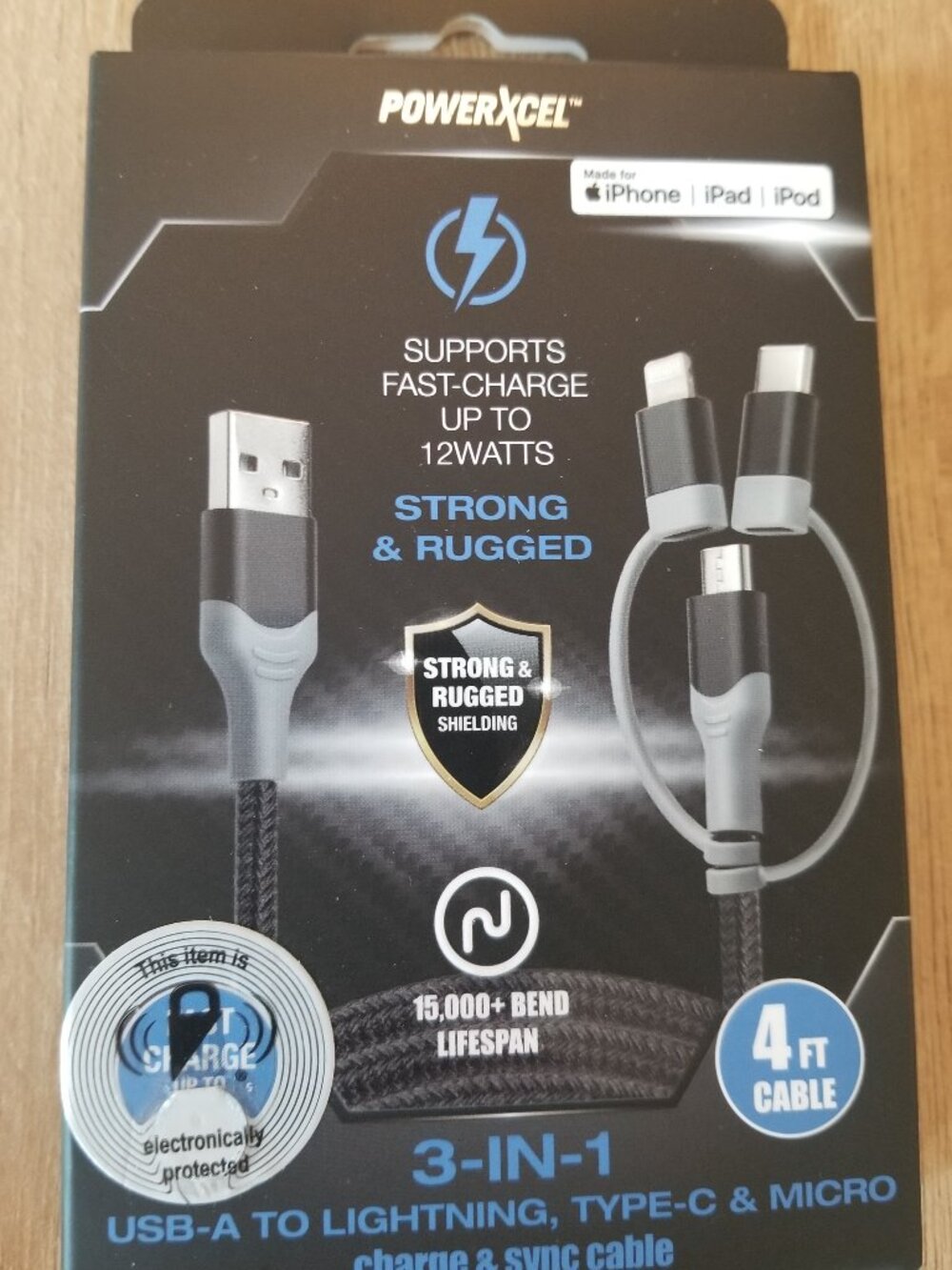 3 in 1 Charger for iPhone, iPad, Android